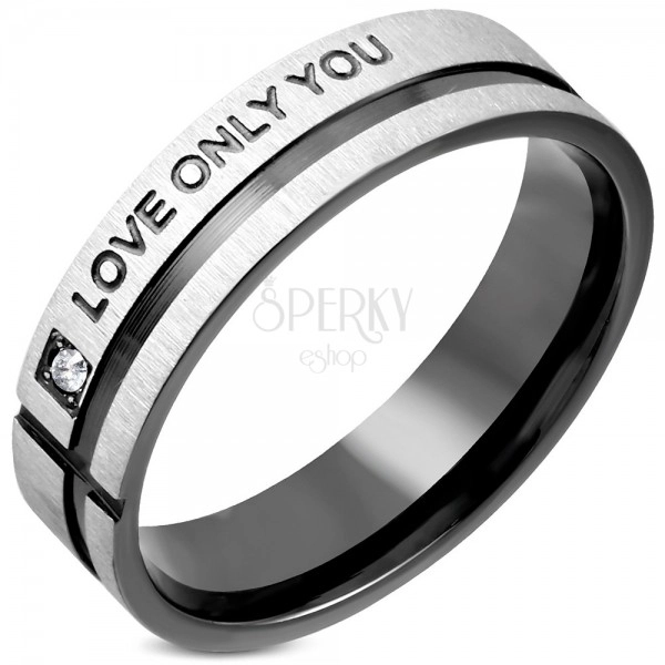 Prsten od nehrđajućeg čelika s cirkonom i crnim prugama
