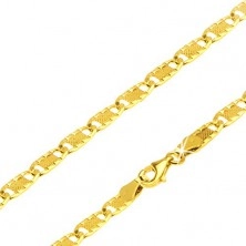 Zlatni lančić - ukrasne plosnate užljebljene karike, rešetka, 550 mm
