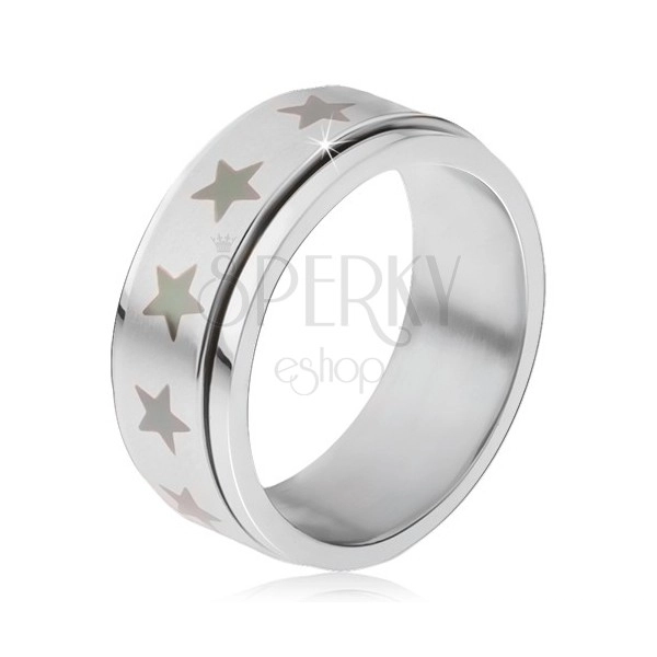 Čelični prsten - rotirajući mat prsten, print sivih zvijezda