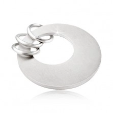 Privjesak od nehrđajućeg čelika - plosnati krug s okruglim prorezom, tri obruča