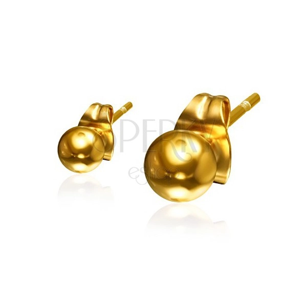 Čelične naušnice u obliku loptice zlatne boje, 4 mm