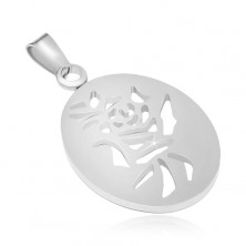 Čelični privjesak srebrne boje, oval sa kineskim simbolom