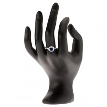 Prsten izrađen od 925 srebra, tamnoplavi kamen, cirkoni u obliku suze