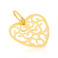 Privjesak od 14K žutog zlata - srce pravilnog oblika s izrezanom površinom, ukrasi