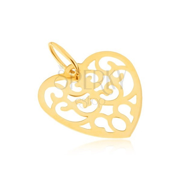 Privjesak od 14K žutog zlata - srce pravilnog oblika s izrezanom površinom, ukrasi