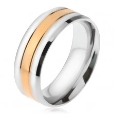 Čelični prsten, zlatna i dvije srebrne pruge, kosi rubovi
