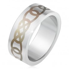Mat čelični prsten srebrne boje, ornament kojeg čine sive suze