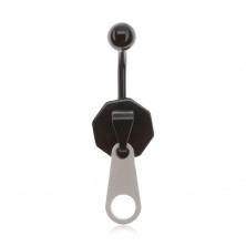 Čelični piercing za pupak, patentni zatvarač, bijeli ključ
