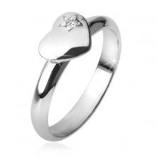 Prsten s konveksnim simetričnim srcem, zvijezda, cirkon, izrađen od 925 srebra