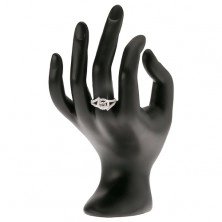 Srebrni 925 prsten, dvostruki krakovi, okrugli umjetni dijamanat sa obrubom