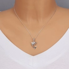 Ogrlica od 925 srebra, dupin koji skače ukrašen sa prozirnim kamenčićima