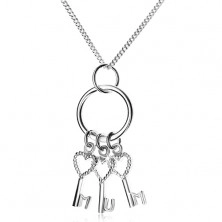 Srebrna 925 ogrlica - lančić i tri ključa na obruču, MUM