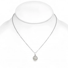 Čelična ogrlica - bijela Shamballa loptica sa prozirnim cirkonima