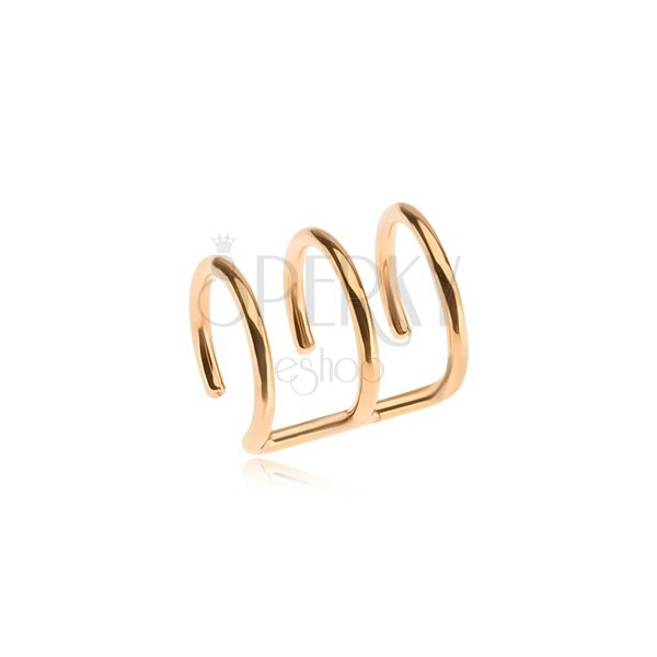 Lažni čelični piercing za uho zlatne boje, trostruki prsten