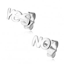 Naušnice izrađene od 925 srebra, riječi "YES" i "NO"