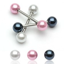 Piercing za jezik sa perla lopticama u boji