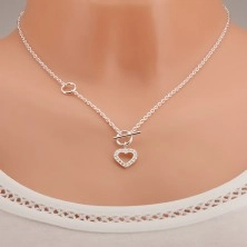 Ogrlica od srebra 925, silueta pravilnog cirkonskog srca i lančić