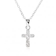 Ogrlica od srebra 925 - lančić, gravirani križ, valovite linije