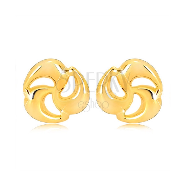 Naušnice od zlata 375 - svjetlucava trodijelna spirala 