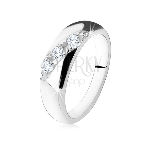 Vjenčani prsten, dijagonalna linija okruglih prozirnih cirkona, srebro 925
