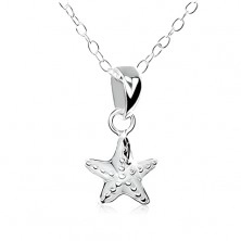 Ogrlica od srebra 925, zvijezda s dekorativno ugraviranim kuglicama