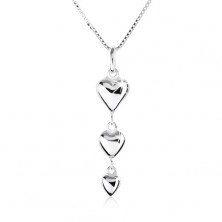 Ogrlica od srebra 925, privjesak od tri srca koja se smanjuju