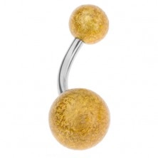 Akrilni piercing za pupak, kuglice s pjeskarenom površinom zlatne boje