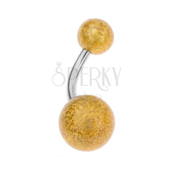 Akrilni piercing za pupak, kuglice s pjeskarenom površinom zlatne boje