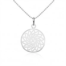 Ogrlica od srebra 925, lančić od sitnih kuglica, izrezbareni cvijet u sredini