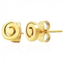 Čelične dugme naušnice - sjajna spirala zlatne boje