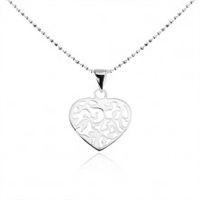 Ogrlica od srebra 925, lančić od kuglica, ravno izrezano srce