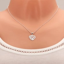 Ogrlica od srebra 925, lančić od kuglica, ravno izrezano srce