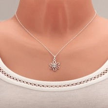 Komplet od srebra 925 - ogrlica i viseće naušnice, cvijet sa cirkonom