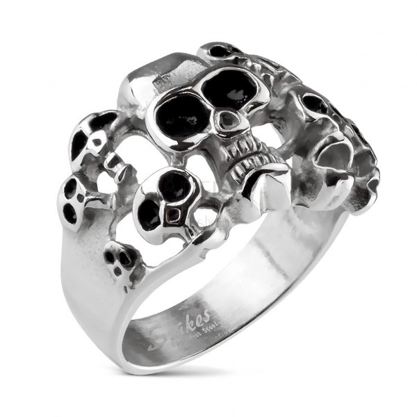 Prsten od nehrđajućeg čelika s 10 lubanja
