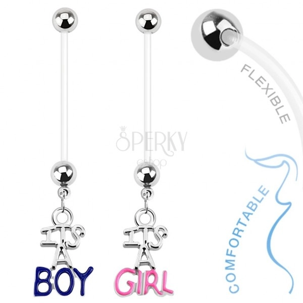 Piercing za pupak od biofleksa za trudnice, "IT'S A BOY", "IT'S A GIRL"