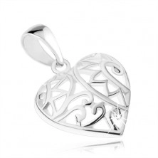 Privjesak - simetrično filigranski ukrašeno srce, 925 srebro
