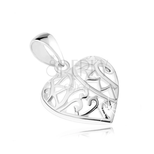Privjesak - simetrično filigranski ukrašeno srce, 925 srebro