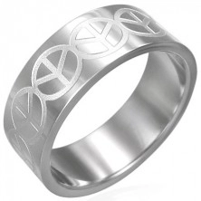 Prsten od nehrđajućeg čelika sa simbolom mira