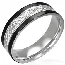 Prsten od nehrđajućeg čelika s crnim obrubima