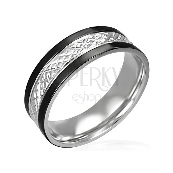 Prsten od nehrđajućeg čelika s crnim obrubima
