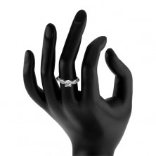 Zaručnički prsten od 925 srebra, prozirni cirkoni, sjajni oval, izdignuta linija
