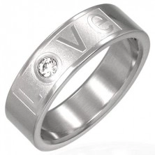 LOVE prsten od nehrđajućeg čelika s cirkonom
