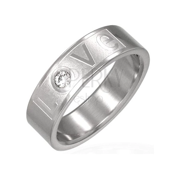 LOVE prsten od nehrđajućeg čelika s cirkonom
