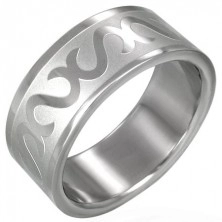 Prsten od nehrđajućeg čelika - ukrasni S uzorak