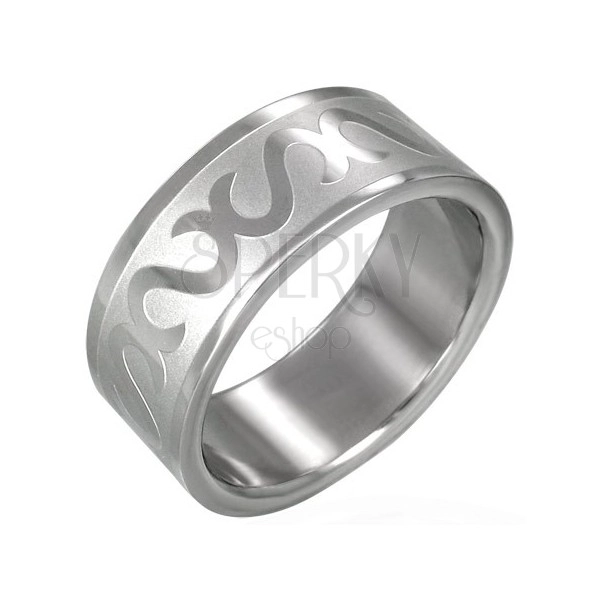 Prsten od nehrđajućeg čelika - ukrasni S uzorak