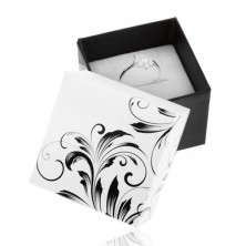 Poklon kutijica za prsten, uzorak padajućeg lišća, crno bijela kombinacija