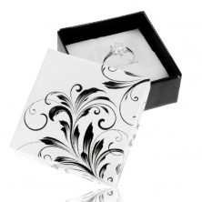 Crno bijela kutija za poklon za prsten, cvjetni ornamenti