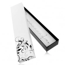 Bijelo-crna poklon kutijica za lančić ili ručni sat, cvjetni ornament