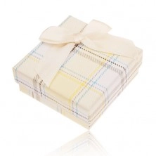 Kutijica za poklon za prsten, naušnice i privjesak, žuti kvadratni uzorak, mašna