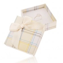 Kutijica za poklon za prsten, naušnice i privjesak, žuti kvadratni uzorak, mašna